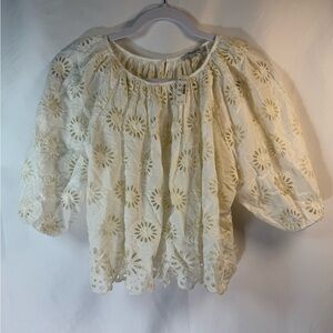 Madewell Cream Eyelet Peasant Blouse
